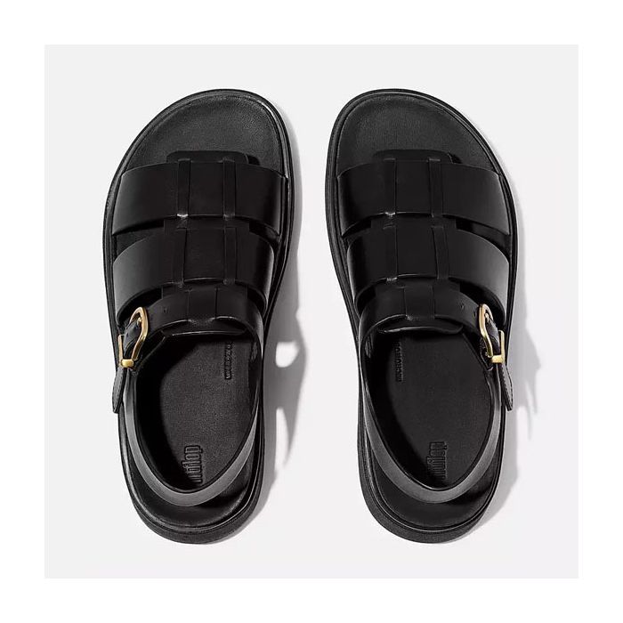 Fitflop Gen-FF Leather Fisherman Sandals 090 All Black Bakers