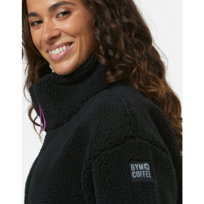 Gym & Coffee Industry Fleece Jacket High Collar Black