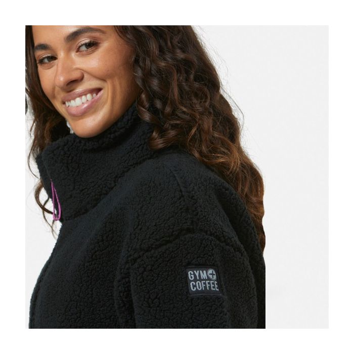 Gym & Coffee Industry Fleece Jacket High Collar Black