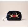 Elizabeth Scarlett Beating Heart Charcoal Velvet Makeup Bag