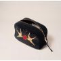Elizabeth Scarlett Beating Heart Charcoal Velvet Makeup Bag