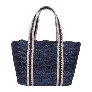 The Braided Rug Co. Navy Scalloped Tote Large