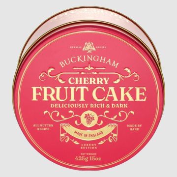 Buckingham Cherry Fruit Cake In Pink Vintage Gift Tin 425g