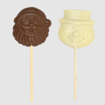 Choc Affair Santa/Snowman Milk & White Chocolate Lolly