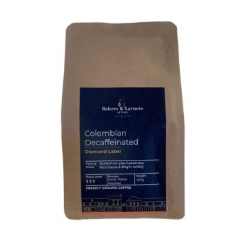 Bakers & Larners Coffee Ground Colombian Decaf Swiss Water Washed 227g
