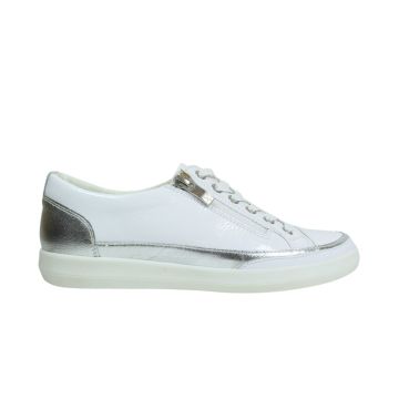 Caprice Lace Up With Zip Trainer 183 White/Silver