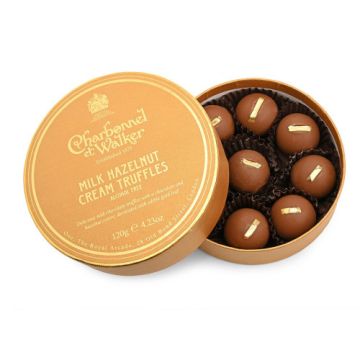 Charbonnel et Walker Milk Hazelnut Cream Truffles with Edible Gold Leaf 120g