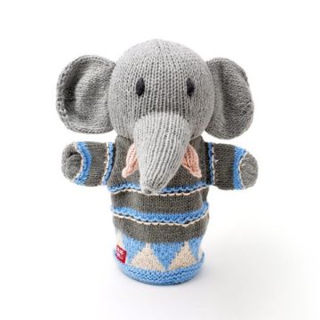 ChunkiChilli Grey Elephant Knitted Hand Puppet