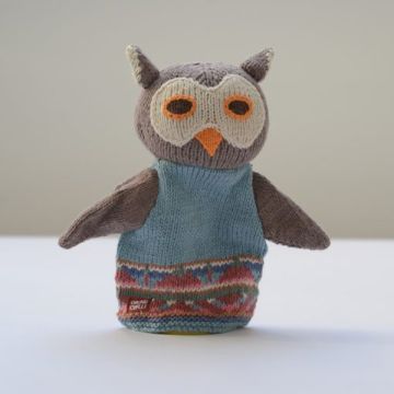 ChunkiChilli Owl Blue Knitted Hand Puppet