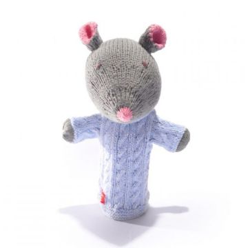 ChunkiChilli Mouse Cable Top Knitted Hand Puppet