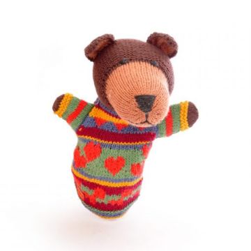 ChunkiChilli Brown Bear Knitted Hand Puppet