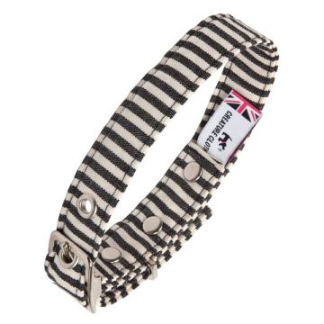 Creature Clothes Vegan Fabric Dog Collar Black/White Stripe Size 4