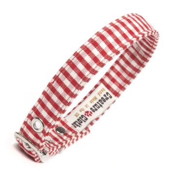 Creature Clothes Vegan Fabric Dog Collar Red Gingham Size 2