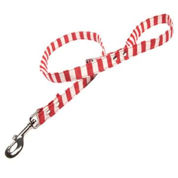 Creature Clothes Vegan Fabric Dog Lead Red/White Stripe One Size
