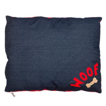 Creature Clothes Corner Woof Dog Bed Denim/Red