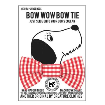 Creature Clothes Dog Bow Tie Red Gingham Standard