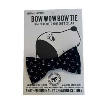 Creature Clothes Dog Bow Tie Blue Anchor Standard