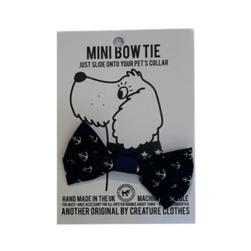 Creature Clothes Dog Bow Tie Blue Anchor Mini