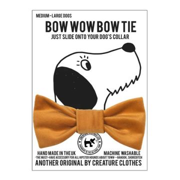 Creature Clothes Dog Bow Tie Mustard Velvet Standard