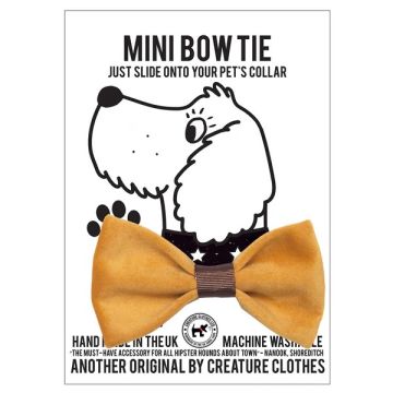 Creature Clothes Dog Bow Tie Mustard Velvet Mini