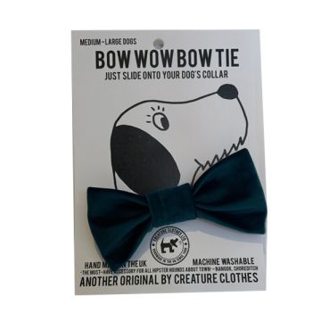Creature Clothes Dog Bow Tie Teal Velvet Standard