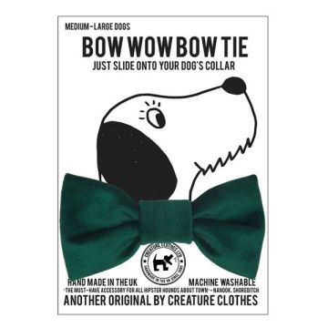 Creature Clothes Dog Bow Tie Sage Green Velvet Standard