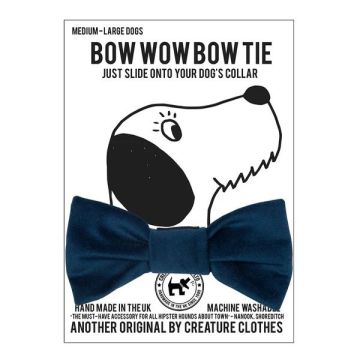 Creature Clothes Dog Bow Tie Pacific Blue Velvet