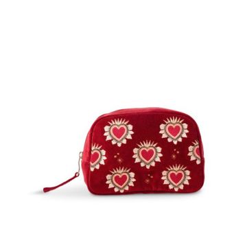 Elizabeth Scarlett Sacred Heart Rouge Velvet Makeup Bag