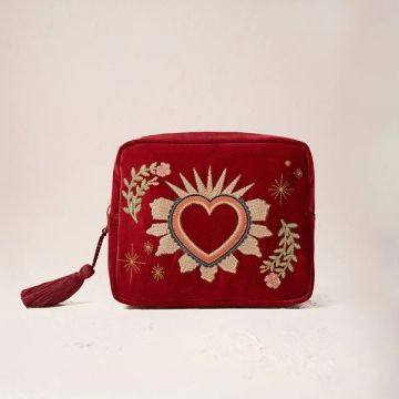 Elizabeth Scarlett Sacred Heart Rouge Velvet Wash Bag