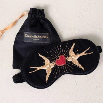 Elizabeth Scarlett Beating Heart Charcoal Velvet Eye Mask