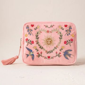 Earth Goddess Velvet Wash Bag - Rose