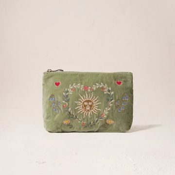 Elizabeth Scarlett Earth Goddess Velvet Mini Pouch - Olive