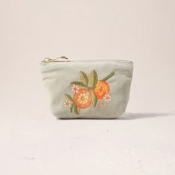 Orange Blossom Velvet Coin Purse - Sage