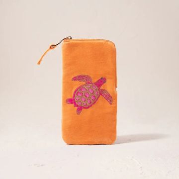 Turtle Conservation Velvet Glasses Case - Orange