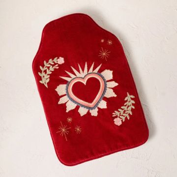 Elizabeth Scarlett Enchanted Heart Velvet Hot Water Bottle - Rouge