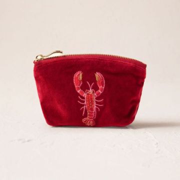 Elizabeth Scarlett Lobster Velvet Coin Purse - Rouge