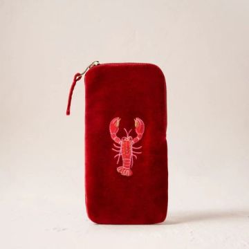 Elizabeth Scarlett Lobster Velvet Glasses Case - Rouge