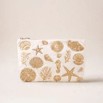Elizabeth Scarlett Ocean Treasures Cotton Everyday Pouch - Cream
