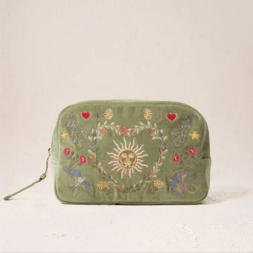 Earth Goddess Velvet Makeup Bag - Olive
