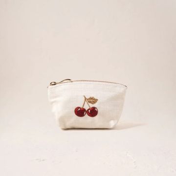 Cherries Cotton Coin Purse - Cream