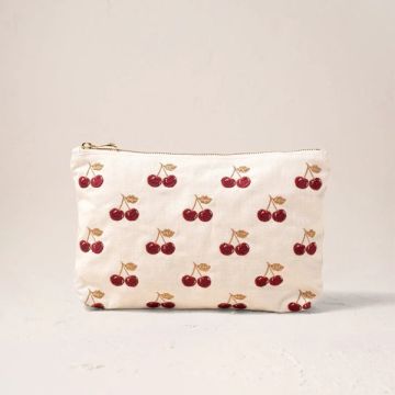Cherries Canvas Everyday Pouch - Cream