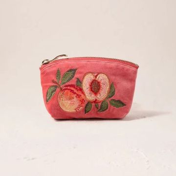Summer Peach Velvet Coin Purse - Spiced Coral