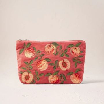 Summer Peach Velvet Everyday Pouch - Spiced Coral