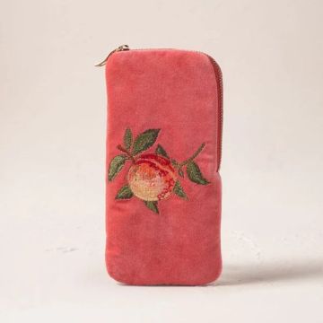 Summer Peach Velvet Glasses Case - Spiced Coral