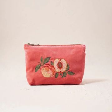 Summer Peach Velvet Mini Pouch - Spiced Coral
