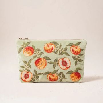 Summer Peach Velvet Everyday Pouch - Celadon