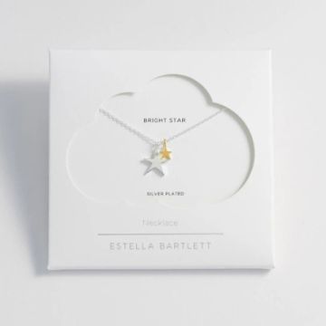 Estella Bartlett Two Tone Double Star Necklace - Silver Plated