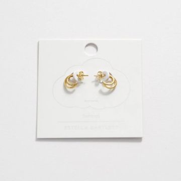 Estella Bartlett Double Hoop Plain And CZ Earrings