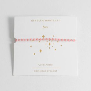 Estella Bartlett Amelia Bracelet - Silver Plated - Coral Agate