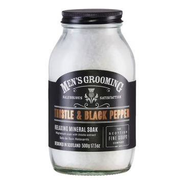 Scottish Fine Soaps Men’s Thistle And Black Pepper Relaxing Mineral Soak 500g